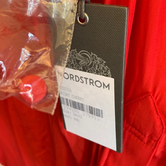 Vince Camuto Tie Front Button-Up Matte Satin Blouse in Bright Cherry, M ❤️ T16 - Picture 5 of 7